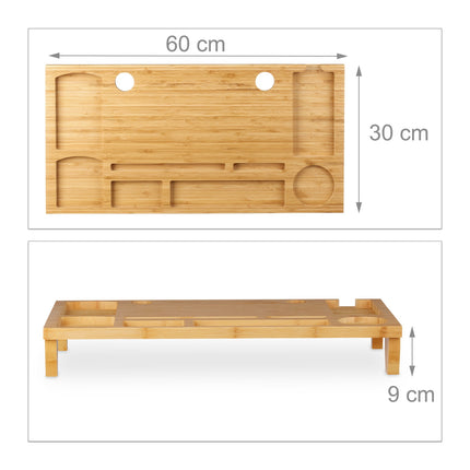 Bambusový podstavec pod monitor s 8 přihrádkami
