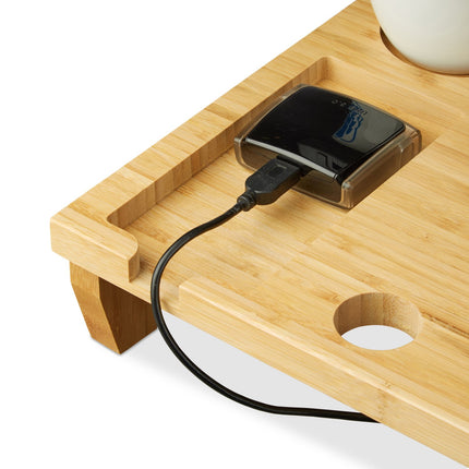 Bambusový podstavec pod monitor s 8 přihrádkami