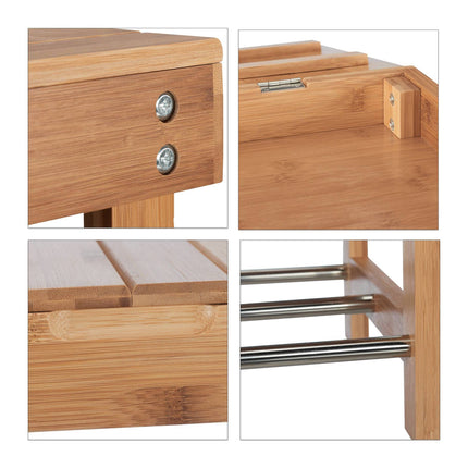 Bamboo shoe rack with seat