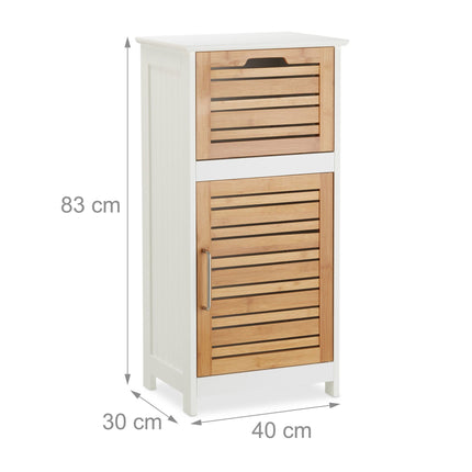 Bamboo side cabinet in white