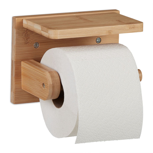 Bambusový držák toaletního papíru s policí