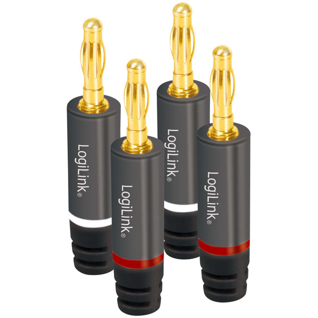 Banánky 4 ks, pozlacené, reproduktorový kabel 4mm²