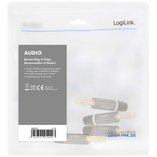 Banánky 4 ks, pozlacené, reproduktorový kabel 4mm²