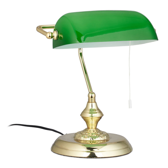 Bankierslamp met groene glazen kap