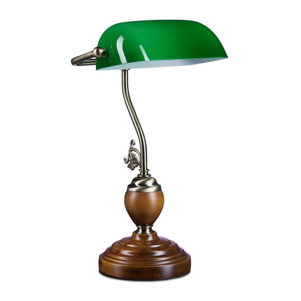 Bankéřská lampa JONES s dřevěnou podstavou