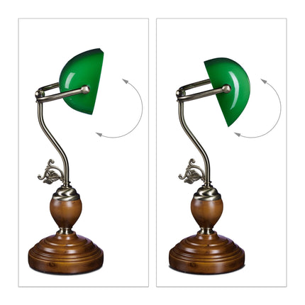 Bankéřská lampa JONES s dřevěnou podstavou