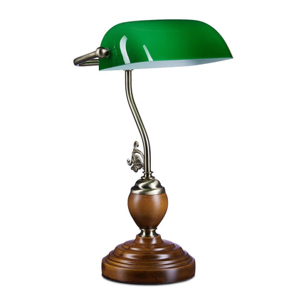 Bankéřská lampa JONES s dřevěnou podstavou