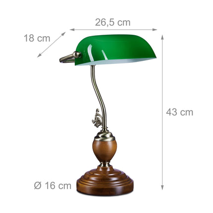 Bankéřská lampa JONES s dřevěnou podstavou