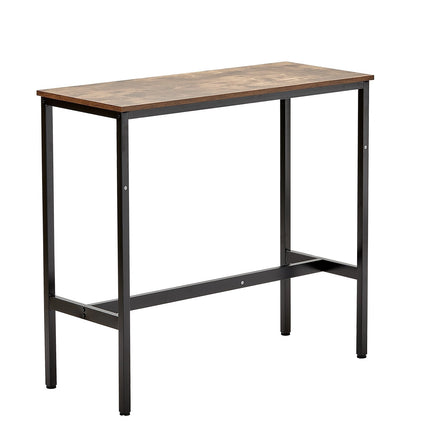 Bar Height Pub Table 39x16 in, Metal Frame, Rustic Brown