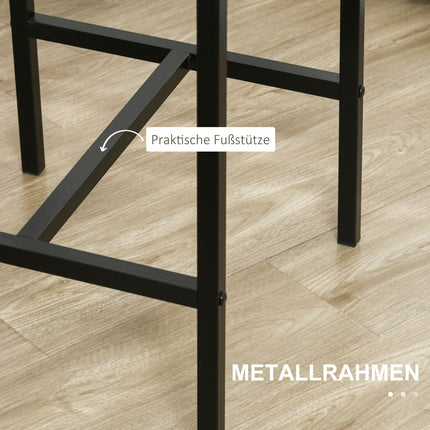 Barový set se stolem a 2 stoličkami, MDF a kov, hnědý