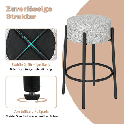 Barová stolička 68cm, čalouněný sedák, bez opěradla, kovový rám