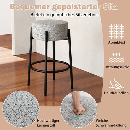Barová stolička 68cm, čalouněný sedák, bez opěradla, kovový rám