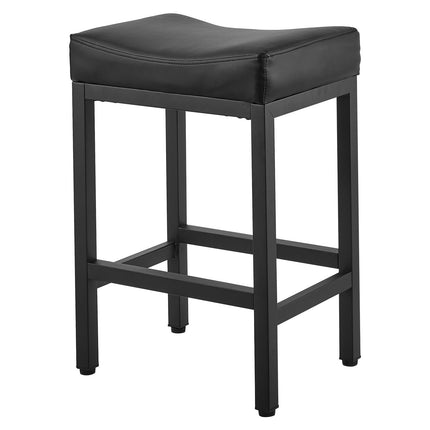 Bar Stool Set of 2, PU Leather, 62 cm Counter Height