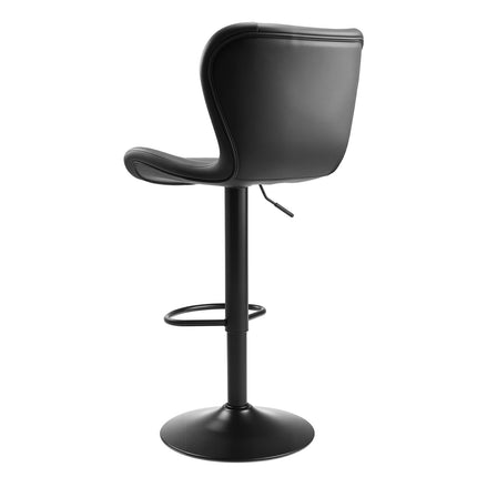 Bar Stool Set of 2, PU Leather Swivel, Adjustable, Black