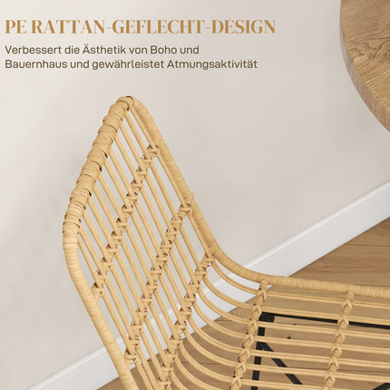 Barové stoličky sada 2 ks, boho design, PE ratan, žluté
