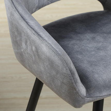 Velvet bar stools Set of 2, steel grey, with footrest