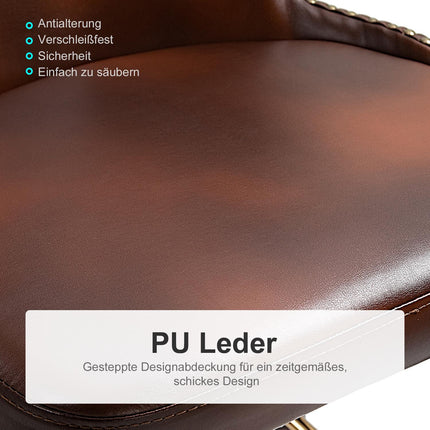Bar stools Set of 2, PU leather, with backrest and footrest, brown