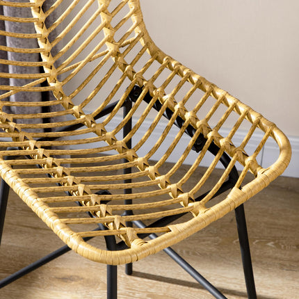 Ocelové barové stoličky, sada 2 ks s opěradlem, boho design, žluté
