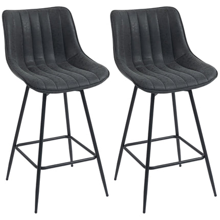 Bar Stools Set of 2, 68 cm, 360-Degree Swivel, Black, With Backrest