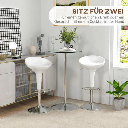 Barový bistro stůl pro 2 – tvrzené sklo, Ø60x102cm