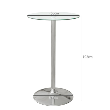 Barový bistro stůl pro 2 – tvrzené sklo, Ø60x102cm