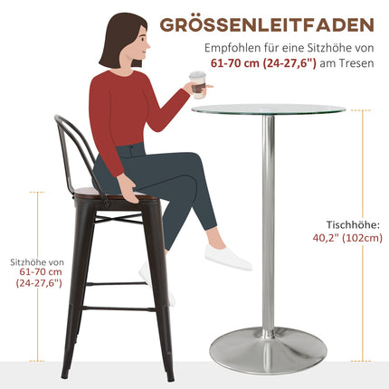 Barový bistro stůl pro 2 – tvrzené sklo, Ø60x102cm