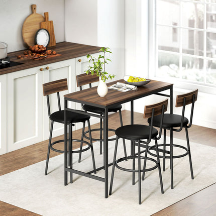Barový set, 5dílný, dřevo a ocel, industriální design