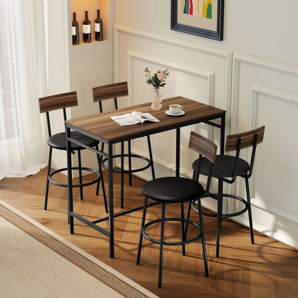 Barový set, 5dílný, dřevo a ocel, industriální design