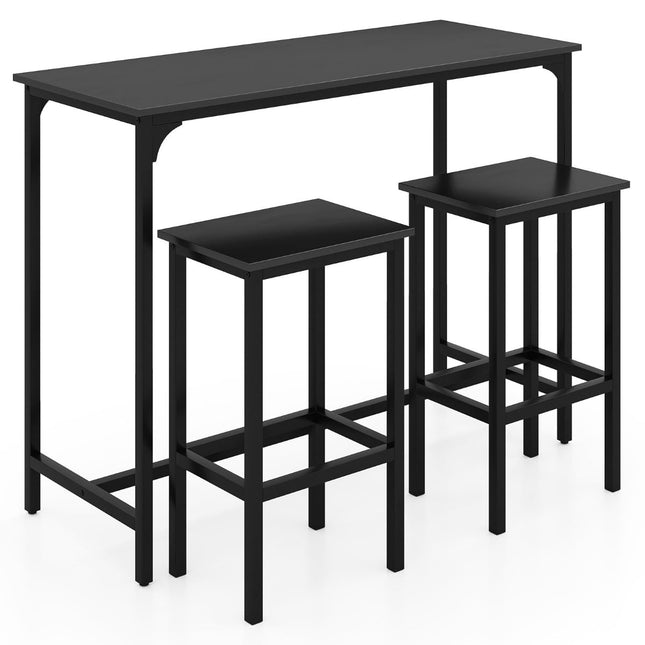 Barový set se 2 stoličkami, industriální styl, černý