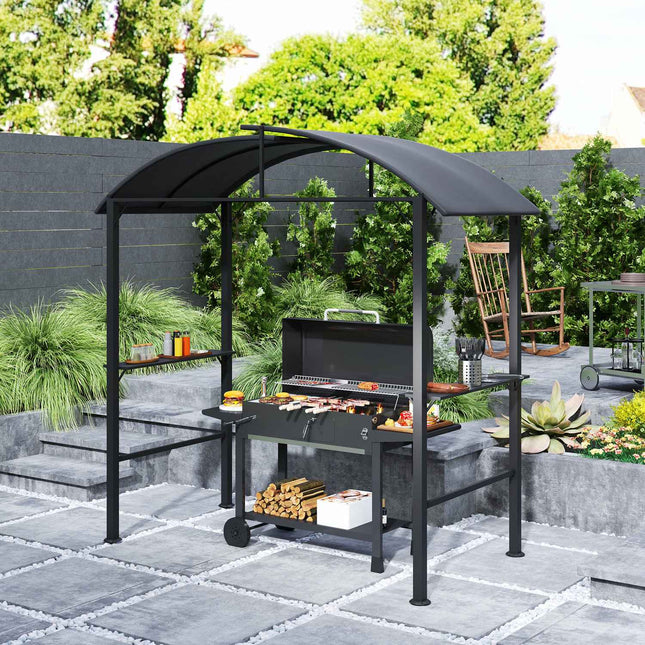 Windproof steel barbecue pavilion, double roof, UV protection