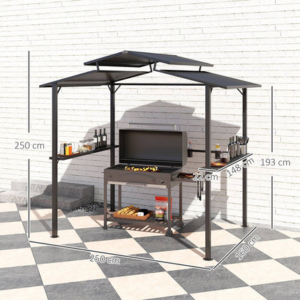 Vodotěsný grilovací pavilon s UV ochranou - 250x160x250cm
