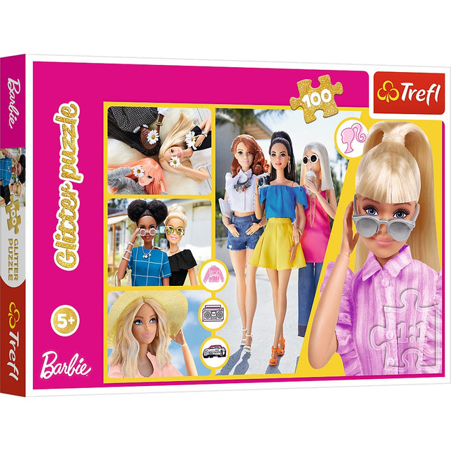 Barbie třpytivé puzzle, 100 dílků pro zábavu a kreativitu