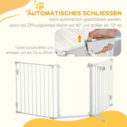 Zábrana pro psy – kov a plast, 180x74.5 cm, bílá