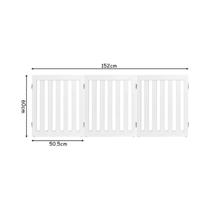 Zábrana pro psy, výška 60 cm, ochranná dřevěná zábrana, skládací, 3 panely, bílá