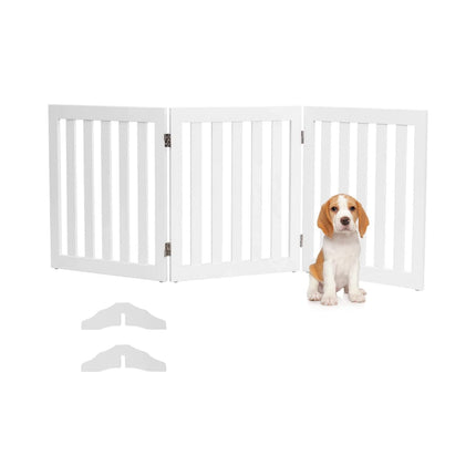 Zábrana pro psy, výška 60 cm, ochranná dřevěná zábrana, skládací, 3 panely, bílá