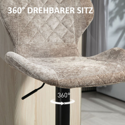 Nastavitelné hnědé barové židle ze žinylky, otočné o 360°, sada 2 ks