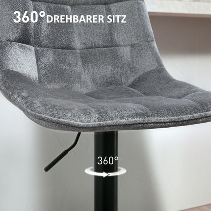 Tmavě šedé nastavitelné barové židle, sada 2 ks, s opěradlem