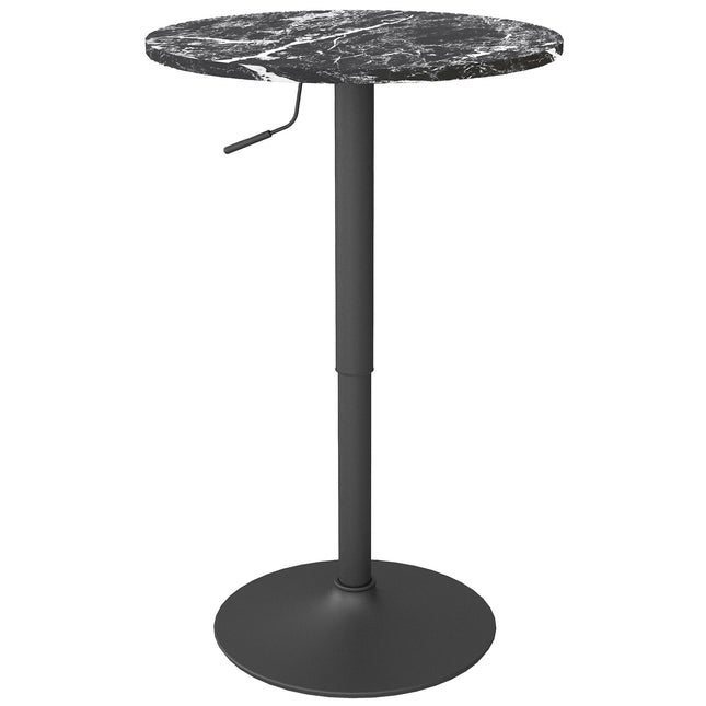 Kulatý jídelní stůl, mramorový vzhled – nastavitelný Ø60 x 68-93.5 cm, černá