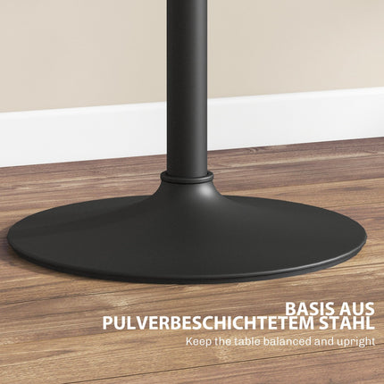 Round black dining table, marble look - adjustable Ø60 x 68-93.5 cm