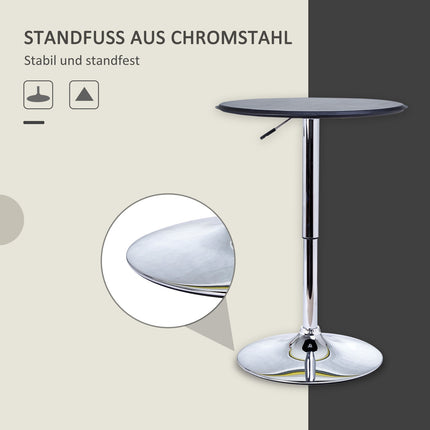 Bar table, bench height, black artificial leather, adjustable