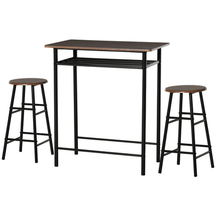 Barový set stolu se stoličkami a úložným prostorem, 80x50x90 cm, černá