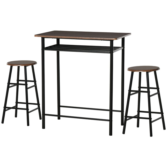 Barový set stolu se stoličkami a úložným prostorem, 80x50x90 cm, černá
