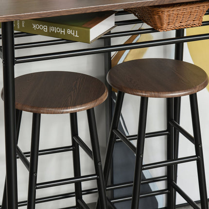 Barový set stolu se stoličkami a úložným prostorem, 80x50x90 cm, černá