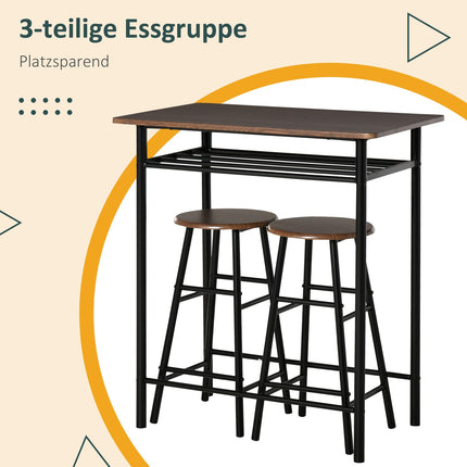 Barový set stolu se stoličkami a úložným prostorem, 80x50x90 cm, černá