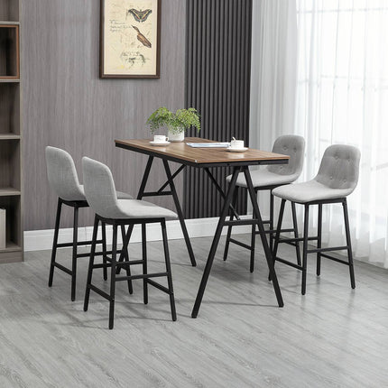 Barový set, 5dílný, kov, 120x60x91 cm, světle hnědý