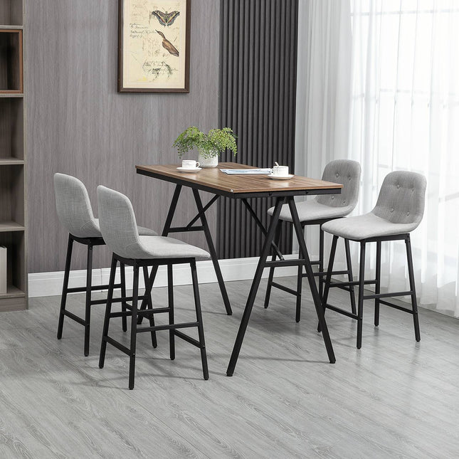 Barový set, 5dílný, kov, 120x60x91 cm, světle hnědý