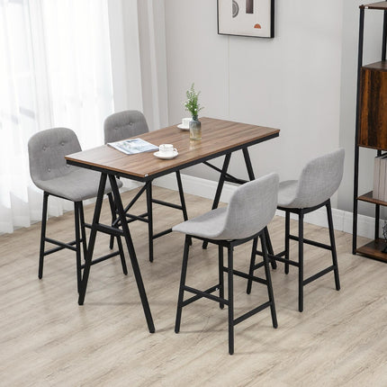 Barový set, 5dílný, kov, 120x60x91 cm, světle hnědý