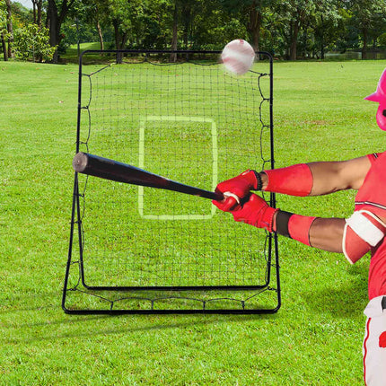 Baseballová odrazová síť, přenosná, černý kov, 123 x 174 cm