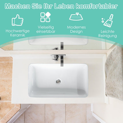 Umyvadlo porcelánové designové keramické s výpustí click-clack 60 x 35 x 11 cm bílé