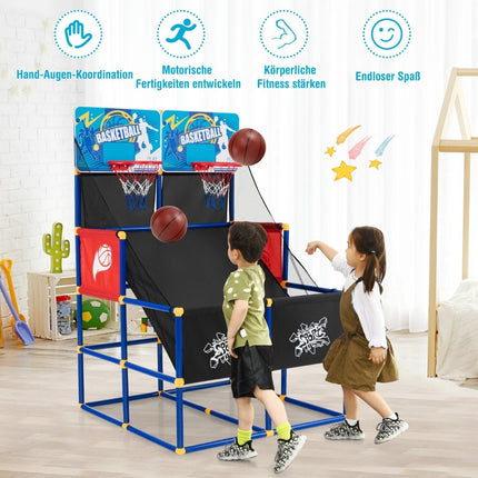 Basketbalový arkádový automat pro děti, basketbalový stojan se 2 koši 90 x 90 x 140 cm